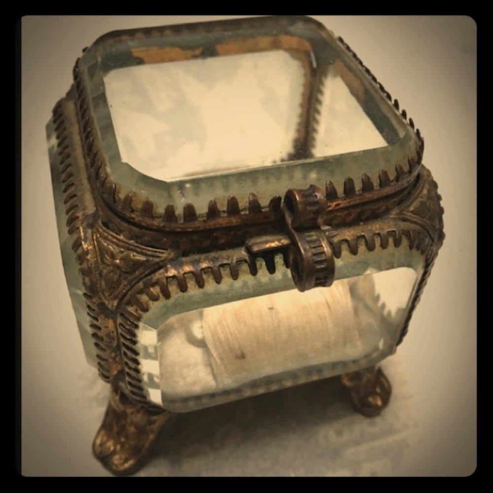 Antique beveled glass jewelry box circa 1900